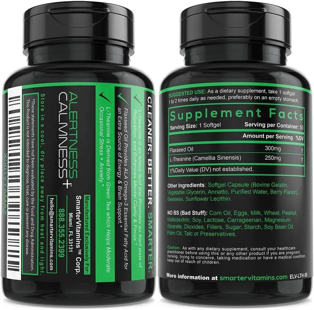 SMARTER VITAMINS - SmarterVitamins L-Theanine 250Mg. 50 Capsulas Blandas - The Red Vitamin MX - Suplementos Alimenticios - {{ shop.shopifyCountryName }}