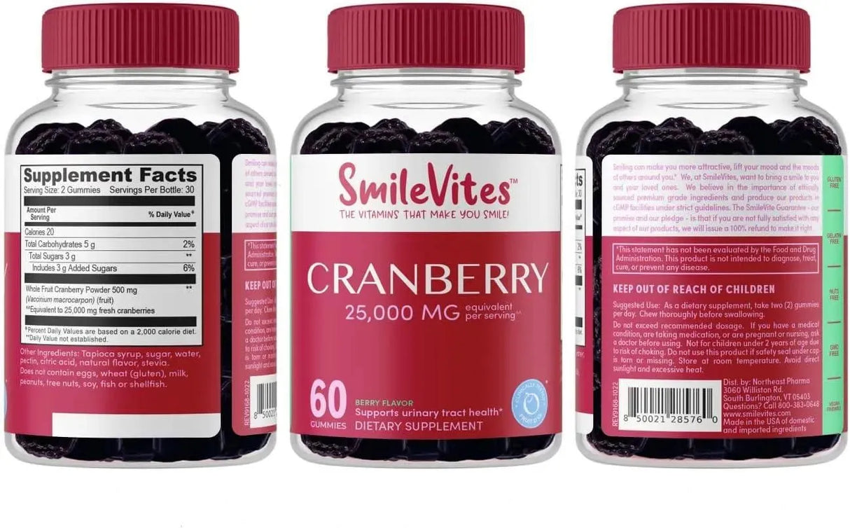 SMILEVITES - SmileVites Cranberry Gummies 25,000Mg. 60 Gomitas - The Red Vitamin MX - Suplementos Alimenticios - {{ shop.shopifyCountryName }}