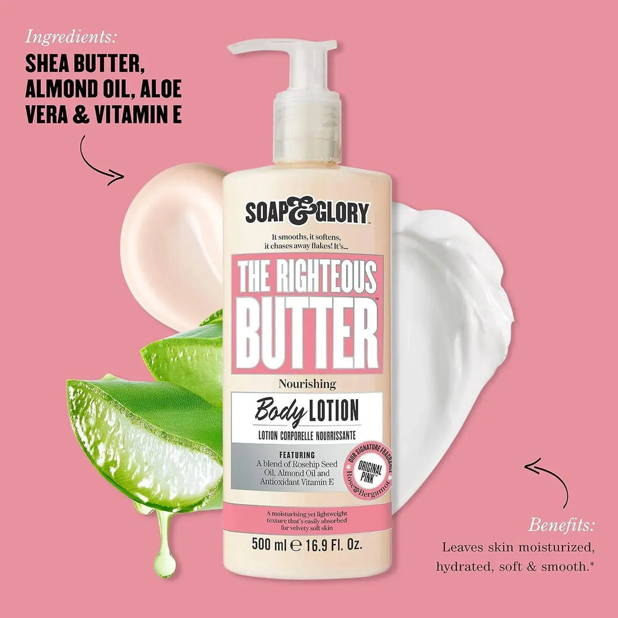 SOAP & GLORY - Soap & Glory Original Pink The Righteous Butter Moisturizing Body Lotion 500Ml. - The Red Vitamin MX - Cremas Corporales - {{ shop.shopifyCountryName }}