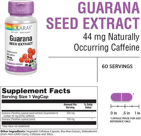 SOLARAY - LARAY Guarana Seed Extract 300Mg. 60 Capsulas - The Red Vitamin MX - Suplementos Alimenticios - {{ shop.shopifyCountryName }}