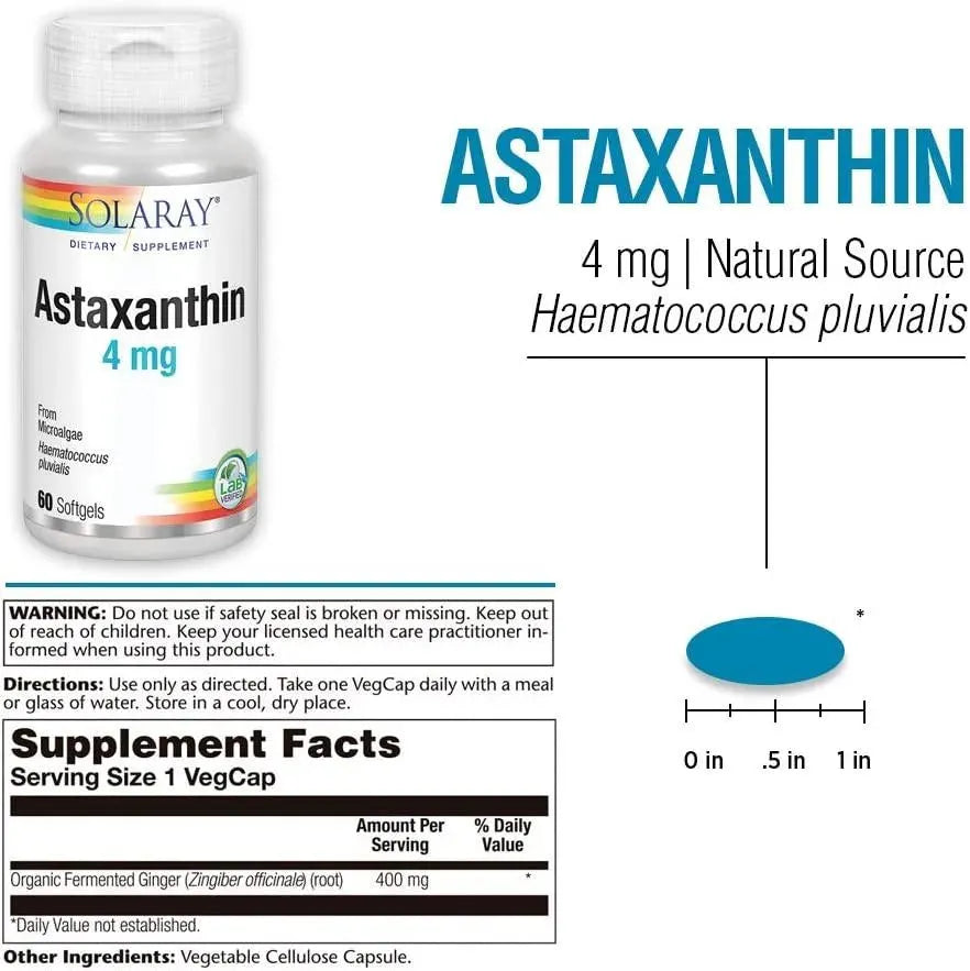SOLARAY - Solaray Astaxanthin 4Mg. 60 Capsulas Blandas - The Red Vitamin MX - Suplementos Alimenticios - {{ shop.shopifyCountryName }}