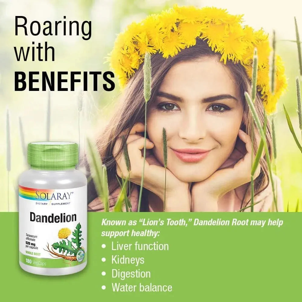 SOLARAY - Solaray Dandelion Root 1040Mg. 180 Capsulas - The Red Vitamin MX - Suplementos Alimenticios - {{ shop.shopifyCountryName }}