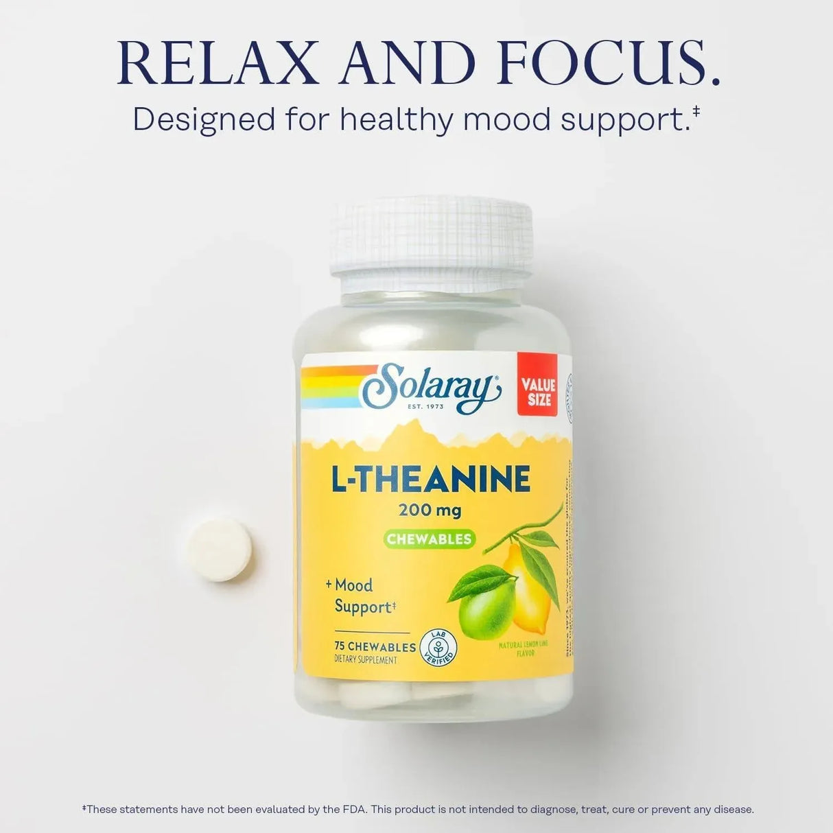SOLARAY - Solaray L Theanine 200Mg. 75 Tabletas Masticables - The Red Vitamin MX - Suplementos Alimenticios - {{ shop.shopifyCountryName }}