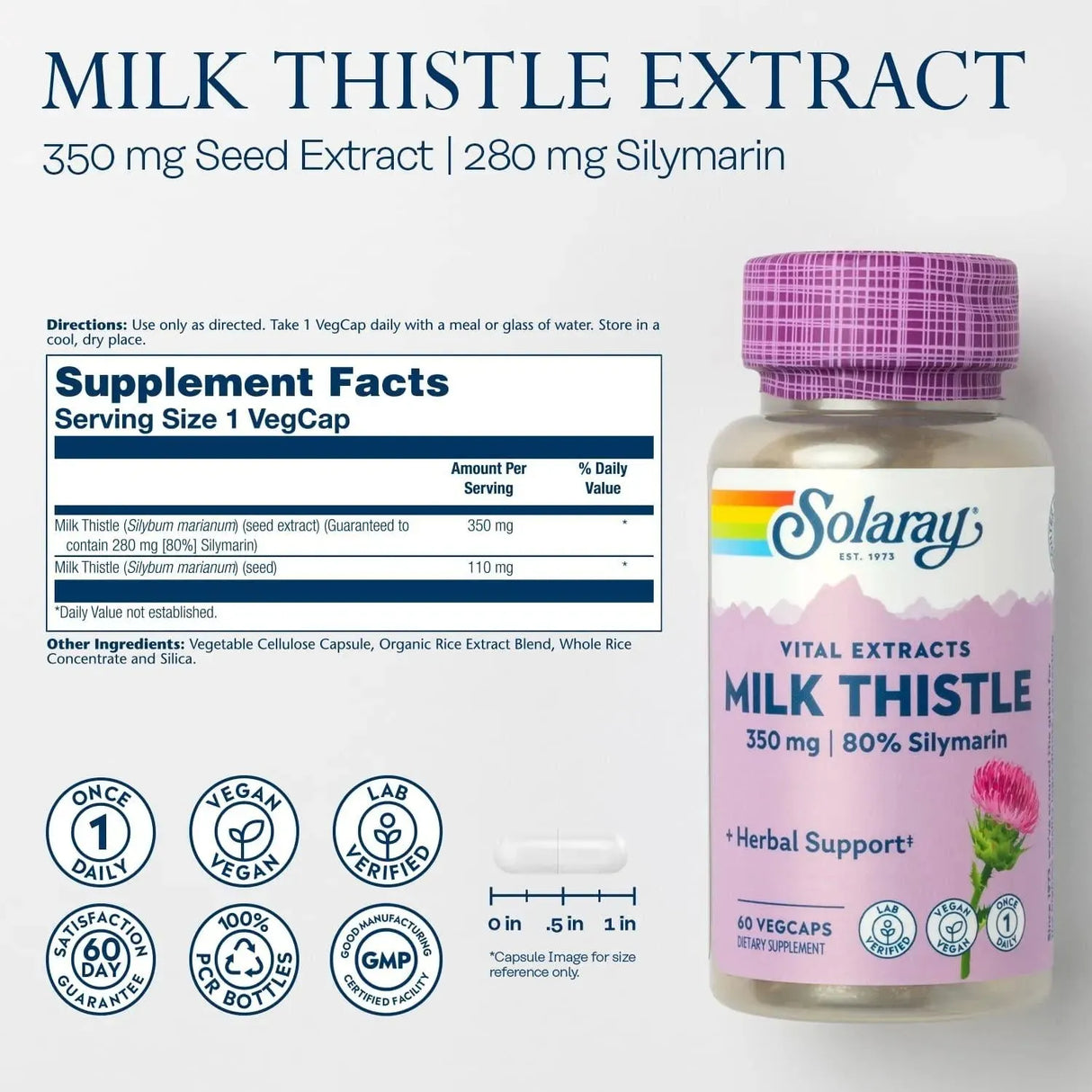 SOLARAY - Solaray Milk Thistle Seed Extract 350Mg. 60 Capsulas - The Red Vitamin MX - Suplementos Alimenticios - {{ shop.shopifyCountryName }}