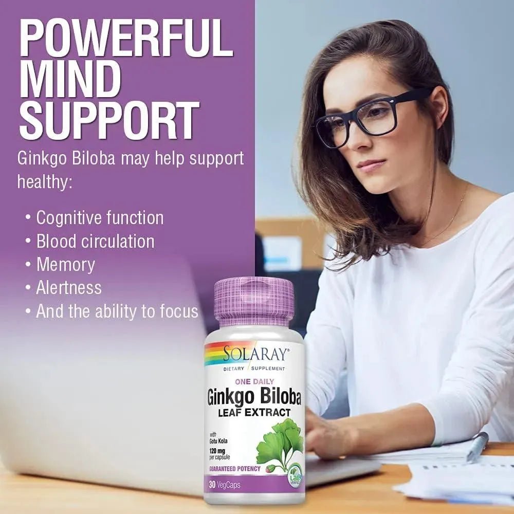 SOLARAY - Solaray One Daily Ginkgo Biloba Leaf Extract 30 Capsulas - The Red Vitamin MX - Suplementos Alimenticios - {{ shop.shopifyCountryName }}