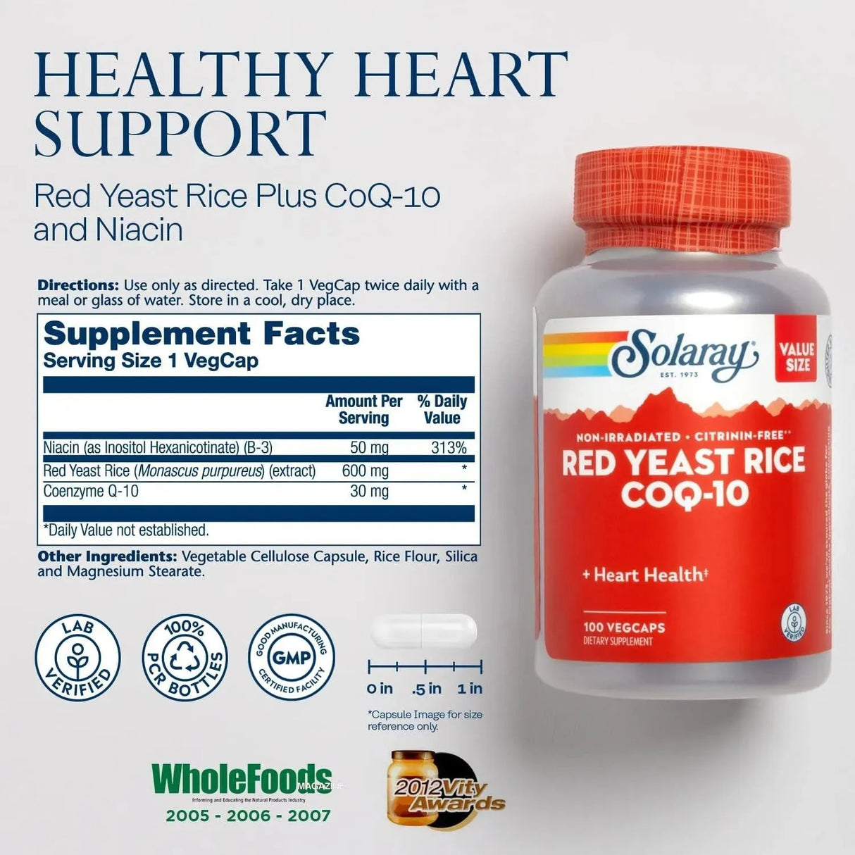 SOLARAY - Solaray Red Yeast Rice Plus CoQ-10 100 Capsulas - The Red Vitamin MX - Suplementos Alimenticios - {{ shop.shopifyCountryName }}