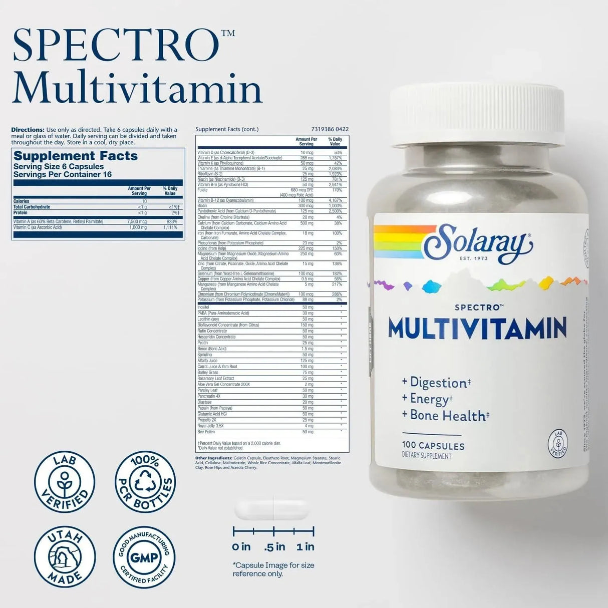 SOLARAY - Solaray Spectro Multivitamin with Iron 100 Capsulas - The Red Vitamin MX - Suplementos Alimenticios - {{ shop.shopifyCountryName }}