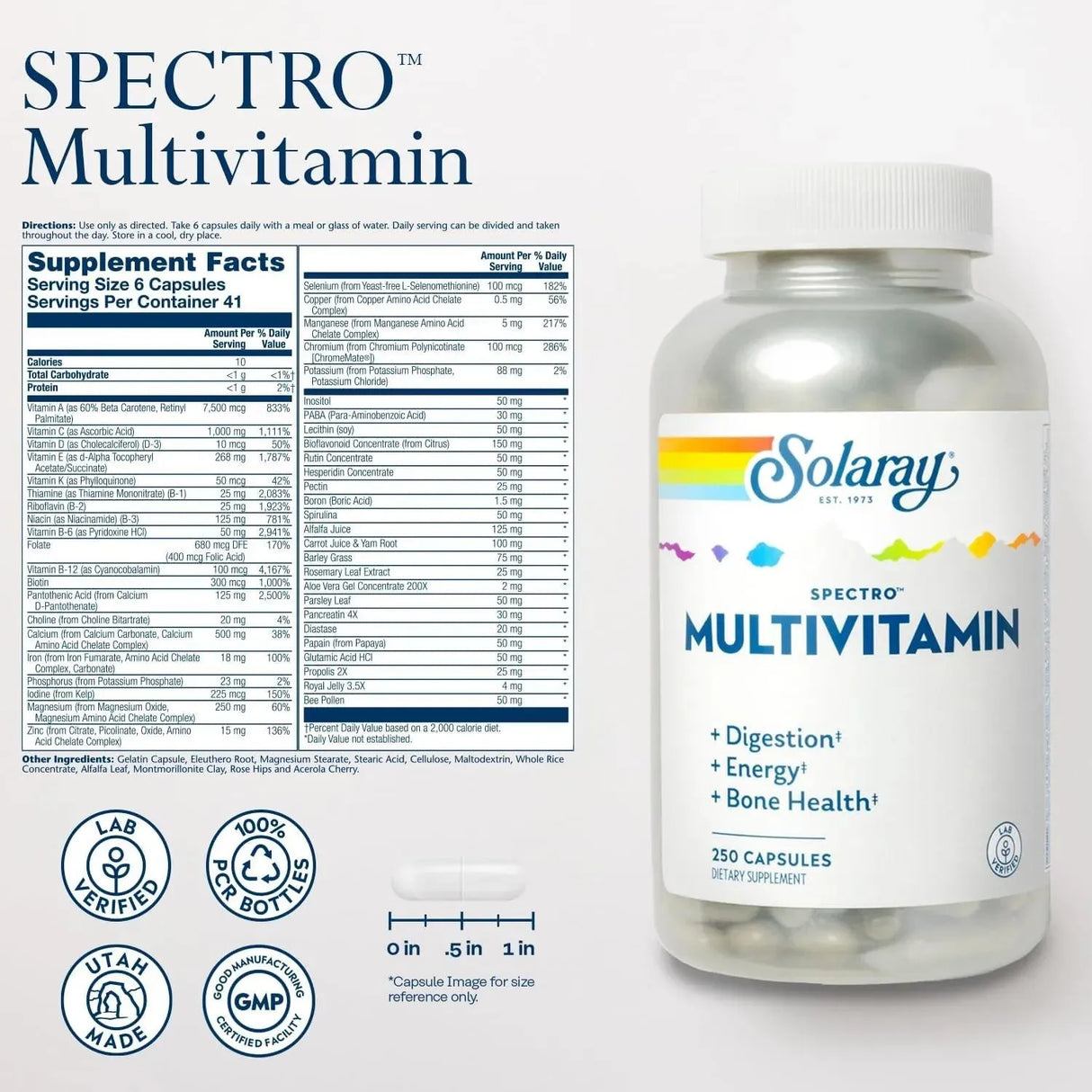 SOLARAY - Solaray Spectro Multivitamin with Iron 250 Capsulas - The Red Vitamin MX - Suplementos Alimenticios - {{ shop.shopifyCountryName }}