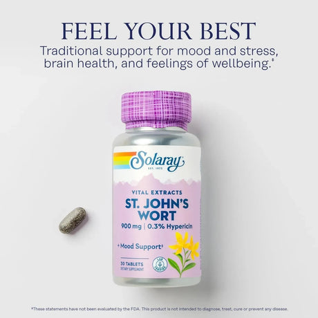SOLARAY - SOLARAY St John's Wort 900Mg. 30 Tabletas - The Red Vitamin MX - Suplementos Alimenticios - {{ shop.shopifyCountryName }}