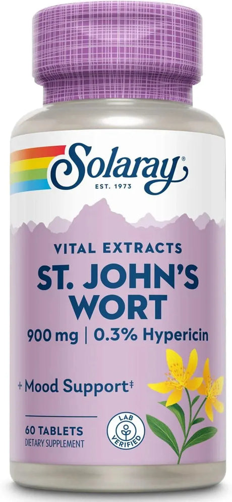 SOLARAY - SOLARAY St. Johns Wort Aerial Extract One Daily 900Mg. 60 Tabletas - The Red Vitamin MX - Suplementos Alimenticios - {{ shop.shopifyCountryName }}