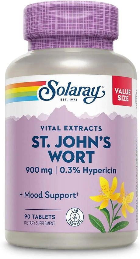 SOLARAY - SOLARAY St. Johns Wort Aerial Extract One Daily 900Mg. 90 Tabletas - The Red Vitamin MX - Suplementos Alimenticios - {{ shop.shopifyCountryName }}