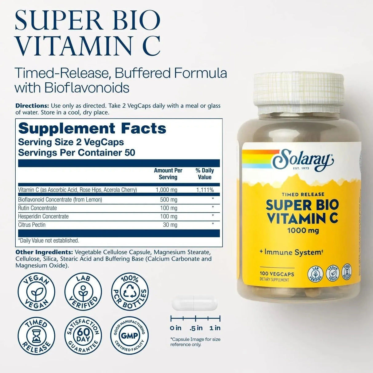 SOLARAY - SOLARAY Super Bio C Buffered Vitamin C 1000Mg. 100 Capsulas - The Red Vitamin MX - Suplementos Alimenticios - {{ shop.shopifyCountryName }}