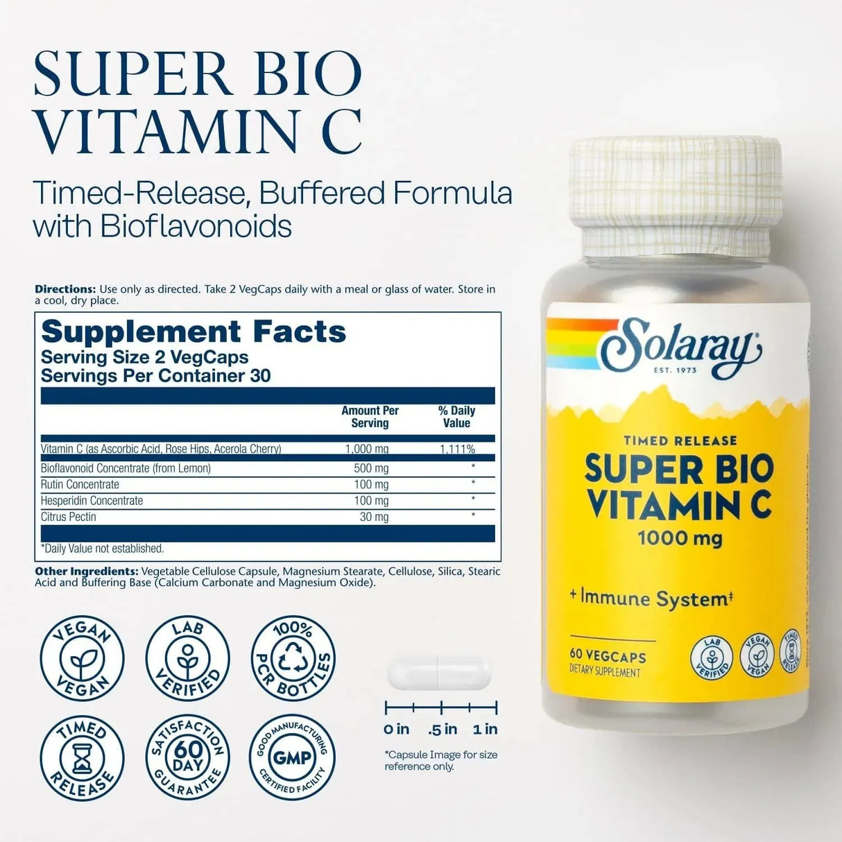 SOLARAY - SOLARAY Super Bio Vitamin C 1000Mg. 60 Capsulas - The Red Vitamin MX - Suplementos Alimenticios - {{ shop.shopifyCountryName }}
