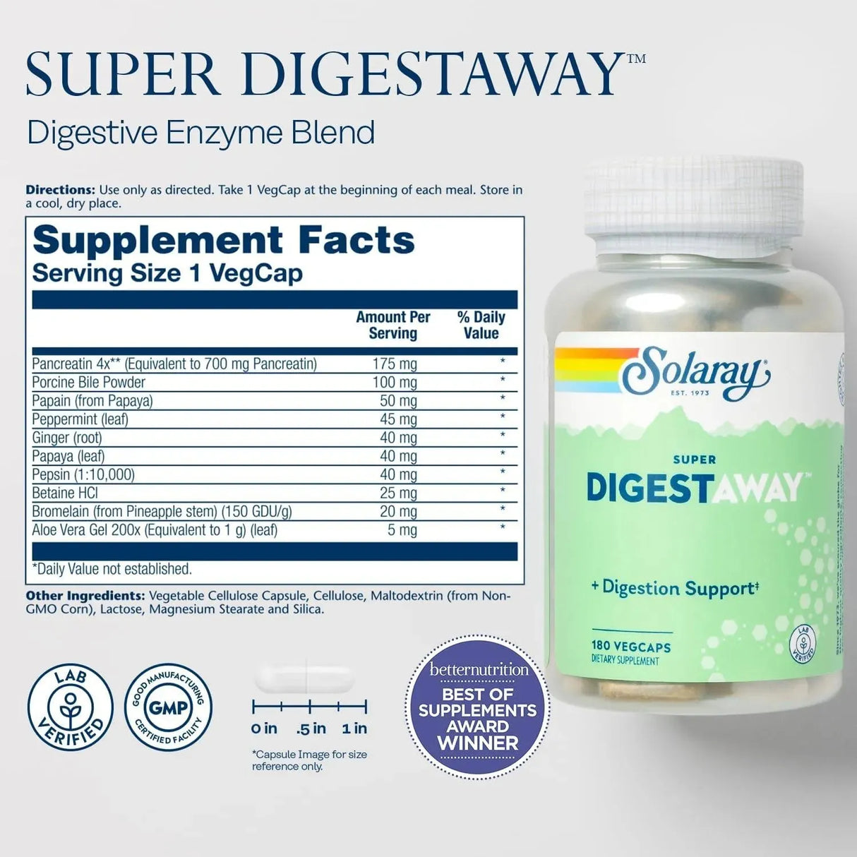 SOLARAY - SOLARAY Super Digestaway Digestive Enzymes 180 Capsulas - The Red Vitamin MX - Suplementos Alimenticios - {{ shop.shopifyCountryName }}
