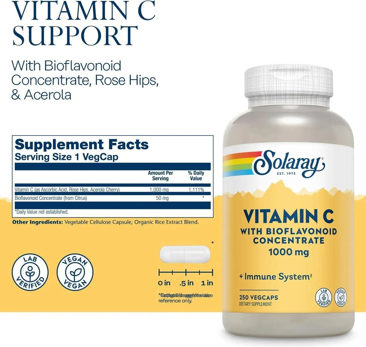 SOLARAY - SOLARAY Vitamin C w/Rose Hips, Acerola & Bioflavonoids 1000Mg. 250 Capsulas - The Red Vitamin MX - Suplementos Alimenticios - {{ shop.shopifyCountryName }}