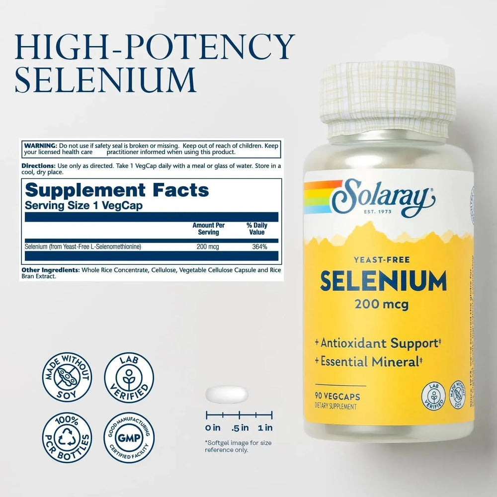 SOLARAY - Solaray Yeast Free Selenium 200mcg 90 Capsulas - The Red Vitamin MX - Suplementos Alimenticios - {{ shop.shopifyCountryName }}