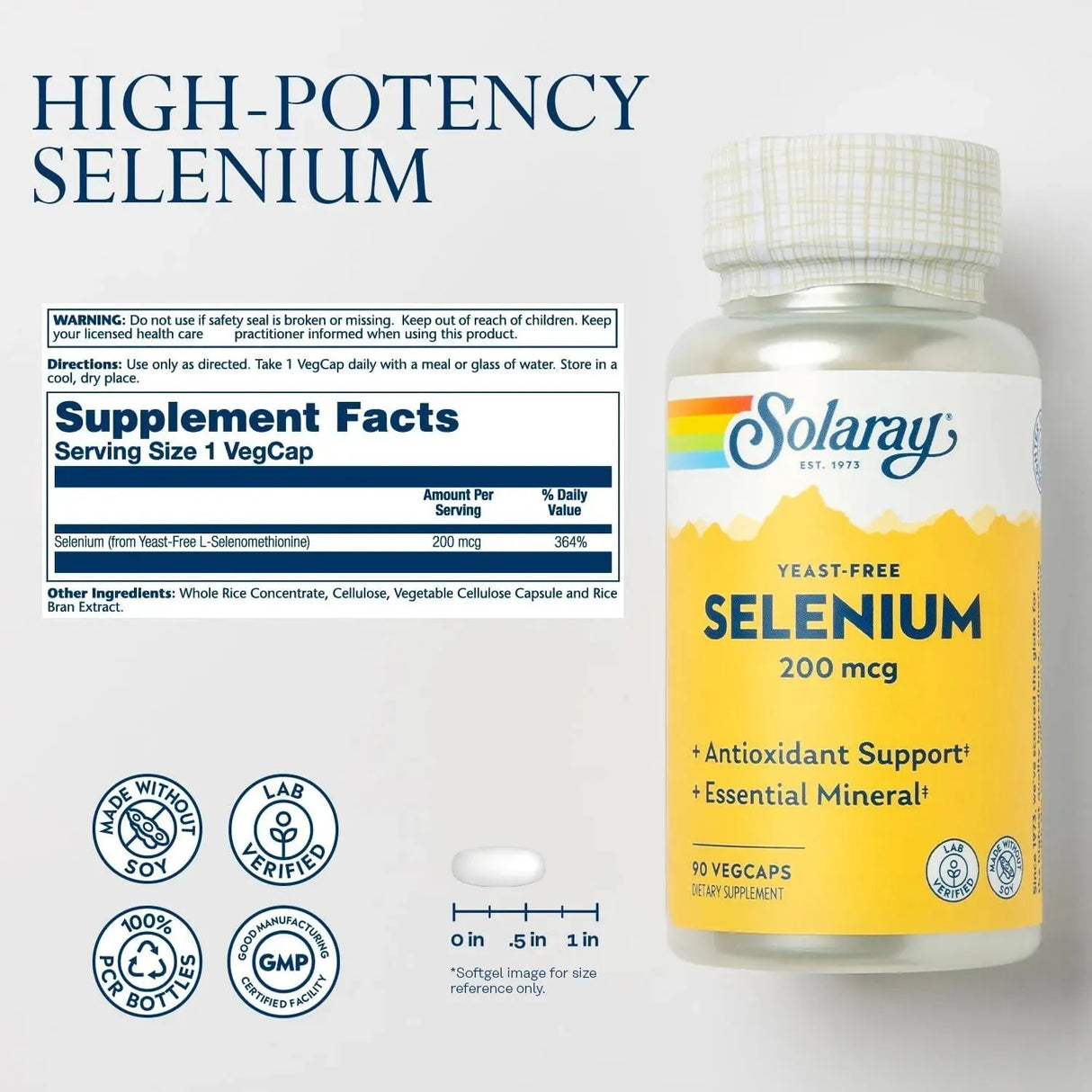 SOLARAY - Solaray Yeast Free Selenium 200mcg 90 Capsulas - The Red Vitamin MX - Suplementos Alimenticios - {{ shop.shopifyCountryName }}