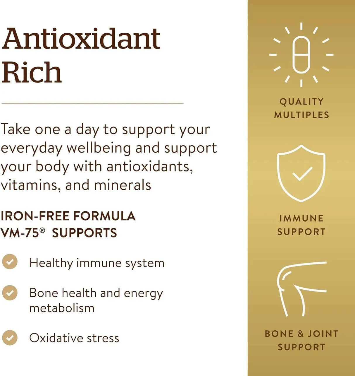 SOLGAR - Solgar Iron-Free Formula VM-75 Multivitamin 90 Tabletas - The Red Vitamin MX - Suplementos Alimenticios - {{ shop.shopifyCountryName }}