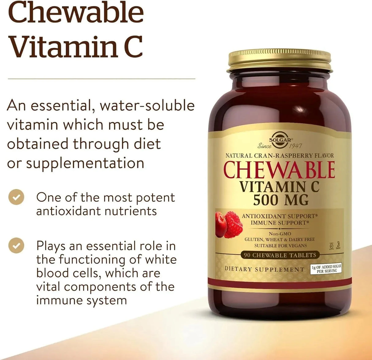 SOLGAR - Solgar Vitamin C 500Mg. Chewable Cran Raspberry Flavor 90 Tabletas Masticables - The Red Vitamin MX - Suplementos Alimenticios - {{ shop.shopifyCountryName }}