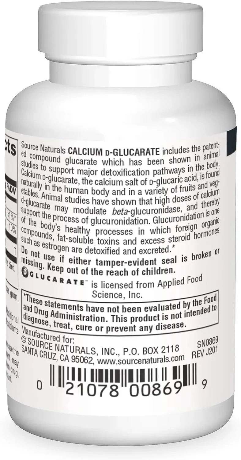 SOURCE NATURALS - Source Naturals Calcium D-Glucarate 500Mg. 30 Tabletas - The Red Vitamin MX - Suplementos Alimenticios - {{ shop.shopifyCountryName }}