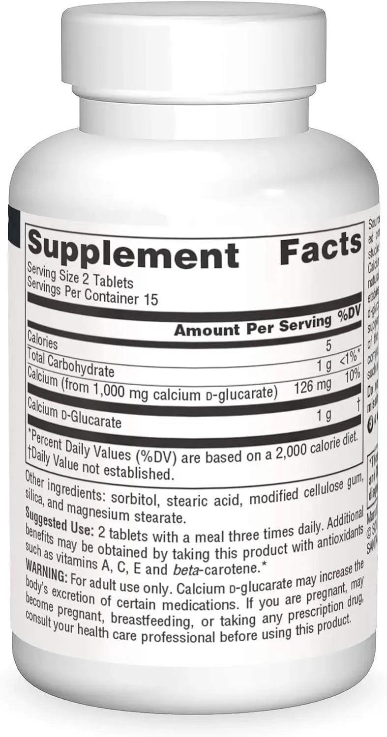 SOURCE NATURALS - Source Naturals Calcium D-Glucarate 500Mg. 30 Tabletas - The Red Vitamin MX - Suplementos Alimenticios - {{ shop.shopifyCountryName }}