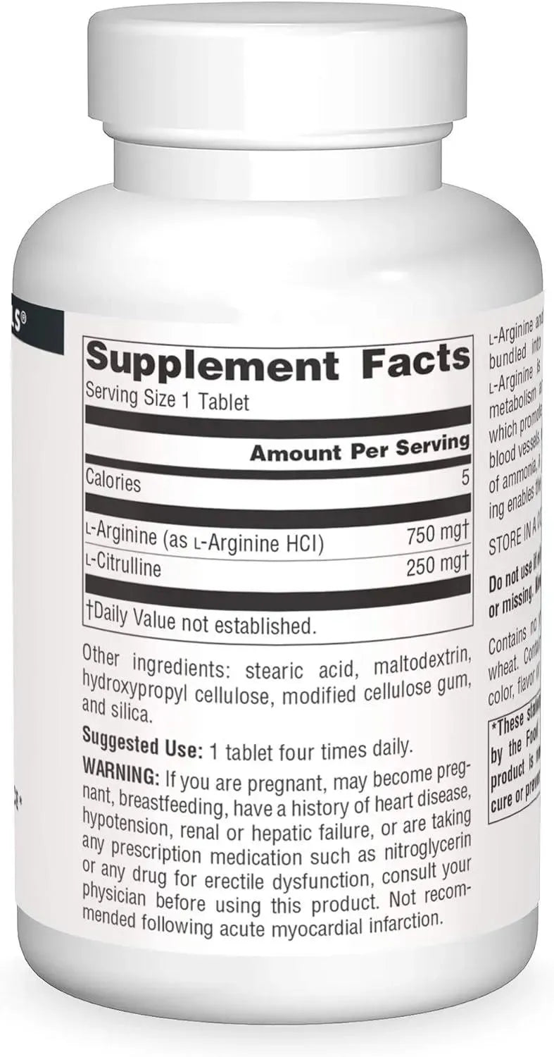 SOURCE NATURALS - Source Naturals L-Arginine L-Citrulline Complex 120 Tabletas - The Red Vitamin MX - Suplementos Alimenticios - {{ shop.shopifyCountryName }}