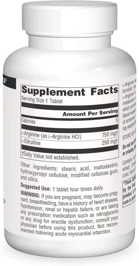 SOURCE NATURALS - Source Naturals L-Arginine L-Citrulline Complex 120 Tabletas - The Red Vitamin MX - Suplementos Alimenticios - {{ shop.shopifyCountryName }}