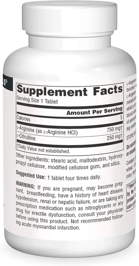 SOURCE NATURALS - Source Naturals L-Arginine L-Citrulline Complex 60 Tabletas - The Red Vitamin MX - Suplementos Alimenticios - {{ shop.shopifyCountryName }}