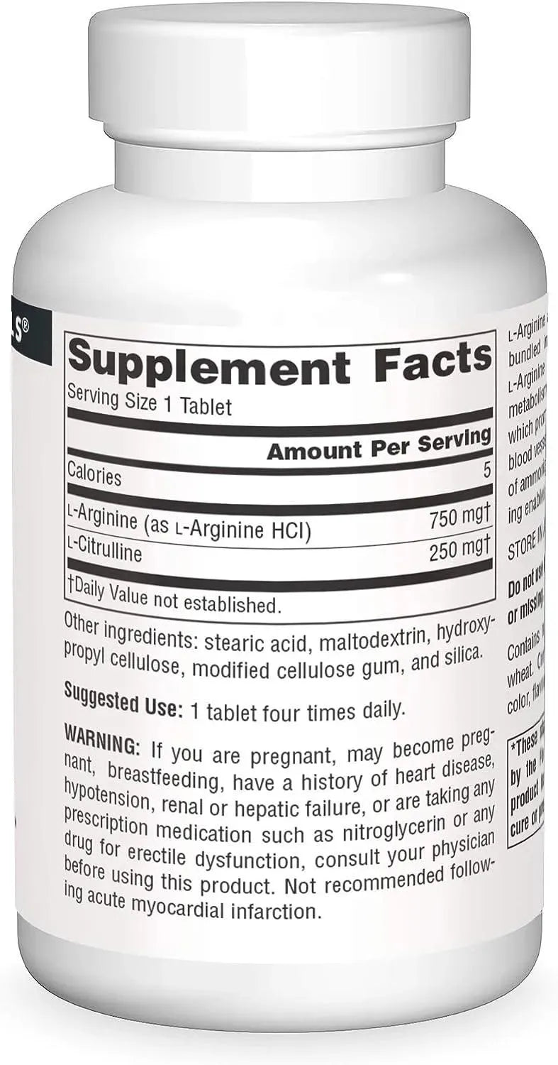 SOURCE NATURALS - Source Naturals L-Arginine L-Citrulline Complex 60 Tabletas - The Red Vitamin MX - Suplementos Alimenticios - {{ shop.shopifyCountryName }}