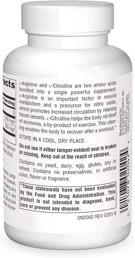 SOURCE NATURALS - Source Naturals L-Arginine L-Citrulline Complex 60 Tabletas - The Red Vitamin MX - Suplementos Alimenticios - {{ shop.shopifyCountryName }}