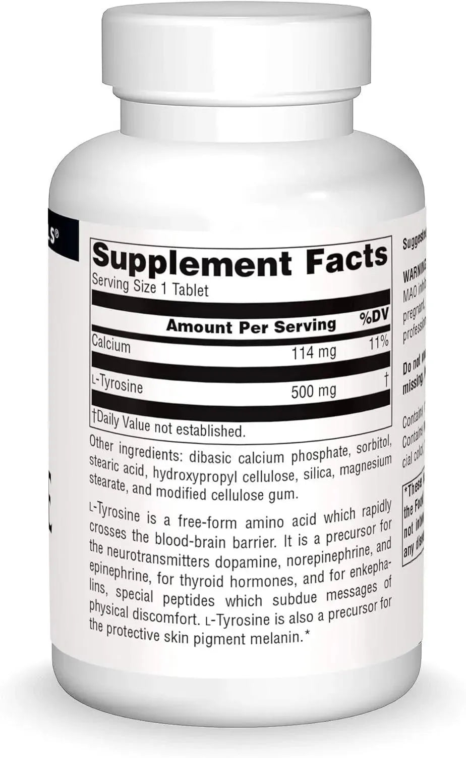 SOURCE NATURALS - Source Naturals L-Tyrosine 500Mg. 100 Tabletas - The Red Vitamin MX - Suplementos Alimenticios - {{ shop.shopifyCountryName }}