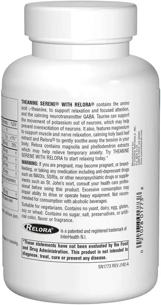 SOURCE NATURALS - Source Naturals Serene Science L-Theanine with Relora 120 Tabletas - The Red Vitamin MX - Suplementos Alimenticios - {{ shop.shopifyCountryName }}
