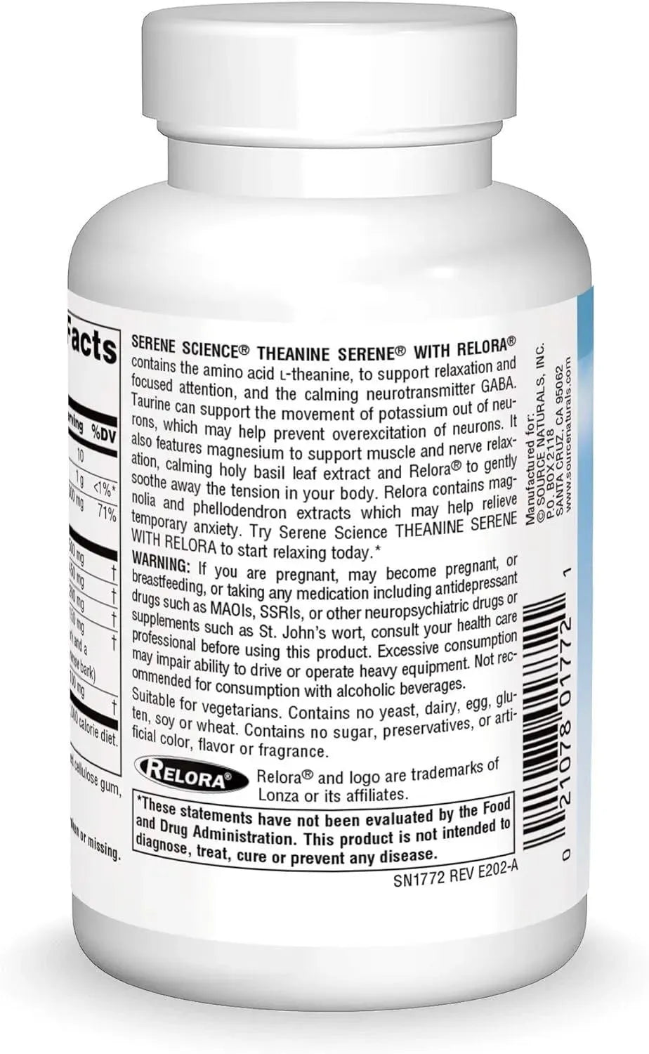 SOURCE NATURALS - Source Naturals Theanine Serene with Relora 60 Tabletas - The Red Vitamin MX - Suplementos Alimenticios - {{ shop.shopifyCountryName }}