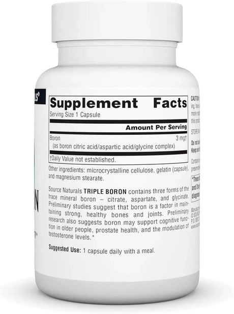 SOURCE NATURALS - Source Naturals, Triple Boron 3 Mg. 100 Capsulas - The Red Vitamin MX - Suplementos Alimenticios - {{ shop.shopifyCountryName }}