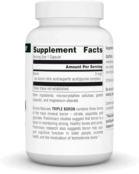 SOURCE NATURALS - Source Naturals Triple Boron 3 Mg. 200 Capsulas - The Red Vitamin MX - Suplementos Alimenticios - {{ shop.shopifyCountryName }}