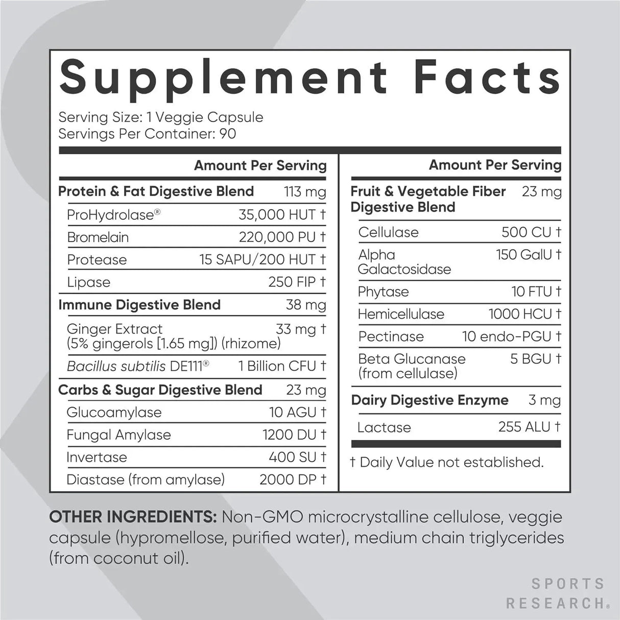 SPORTS RESEARCH - Sports Research Digestive Enzymes with Probiotics & Ginger 90 Capsulas - The Red Vitamin MX - Suplementos Alimenticios - {{ shop.shopifyCountryName }}