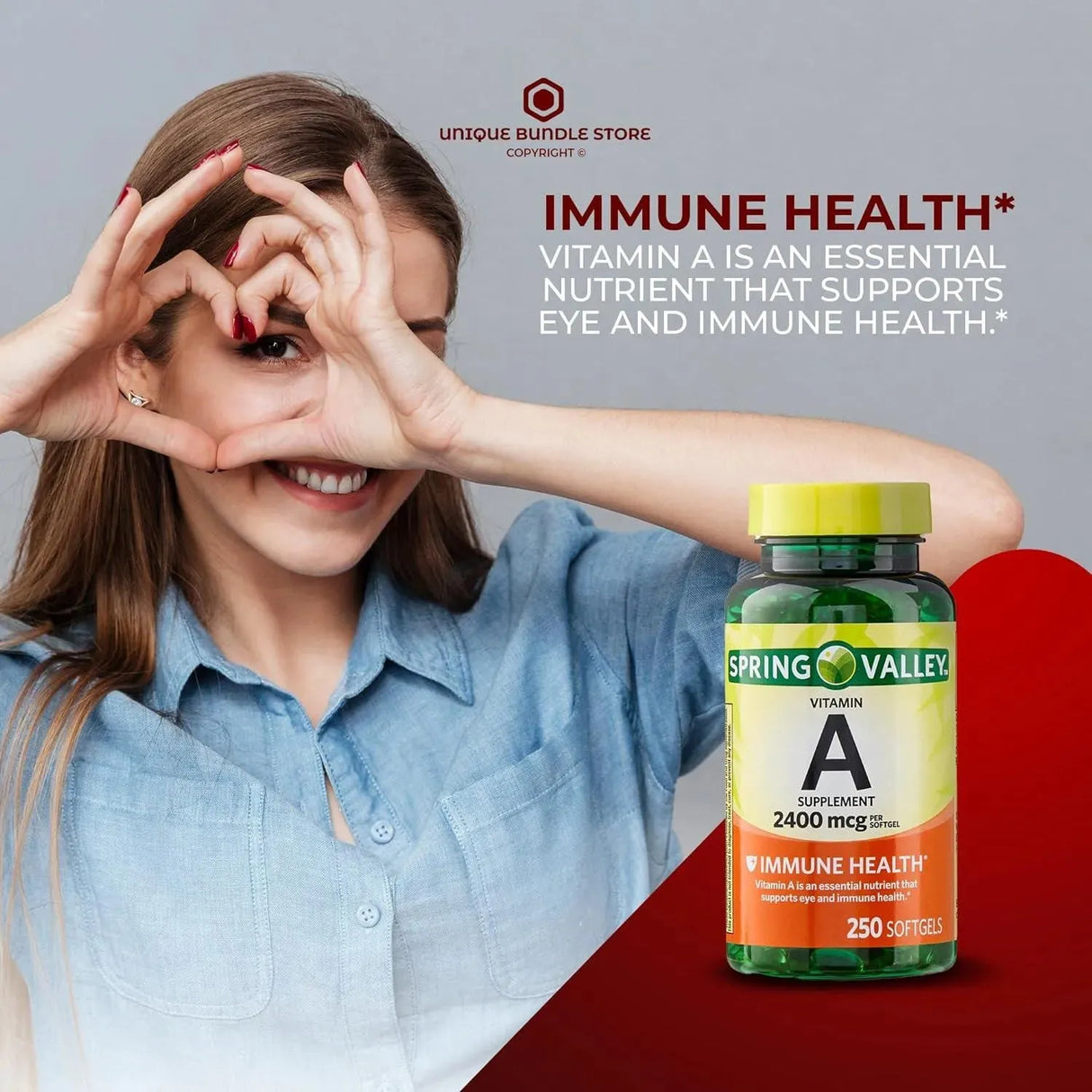 SPRING VALLEY - Spring Valley Vitamin A 2400mcg 250 Capsulas Blandas - The Red Vitamin MX - Suplementos Alimenticios - {{ shop.shopifyCountryName }}