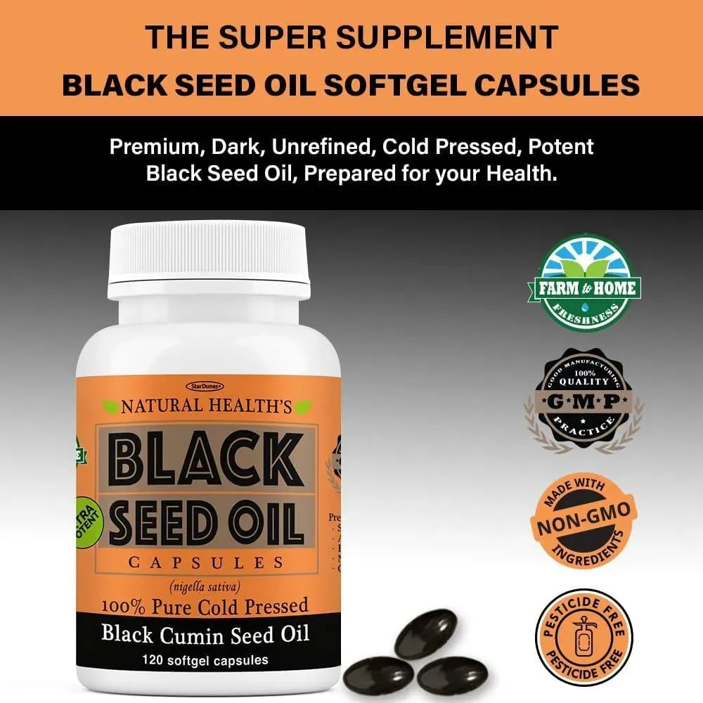 STARDUNES - StarDunes Pure Black Seed Oil 1000Mg. 120 Capsulas - The Red Vitamin MX - Suplementos Alimenticios - {{ shop.shopifyCountryName }}