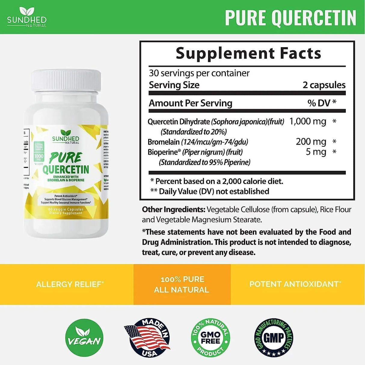 SUNDHED - Sundhed Natural Pure Quercetin with Bromelain & Bioperine 60 Capsulas - The Red Vitamin MX - Suplementos Alimenticios - {{ shop.shopifyCountryName }}