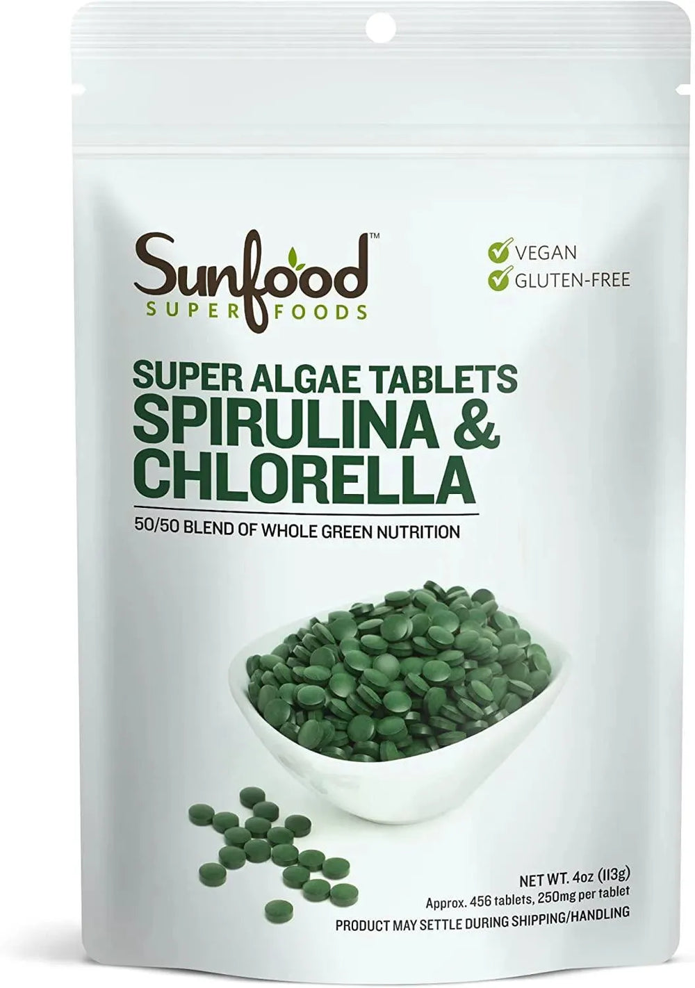 SUNFOOD - Sunfood Raw Spirulina Chlorella 456 Tabletas - The Red Vitamin MX - Suplementos Alimenticios - {{ shop.shopifyCountryName }}