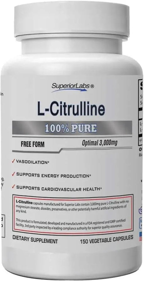SUPERIOR LABS - Superior Labs Pure L-Citrulline 150 Capsulas - The Red Vitamin MX - Suplementos Alimenticios - {{ shop.shopifyCountryName }}