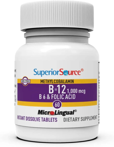 SUPERIOR SOURCE - Superior Source No Shot Vitamin B12 Methylcobalamin 1000mcg B6 & Folic Acid 60 Tabletas - The Red Vitamin MX - Suplementos Alimenticios - {{ shop.shopifyCountryName }}