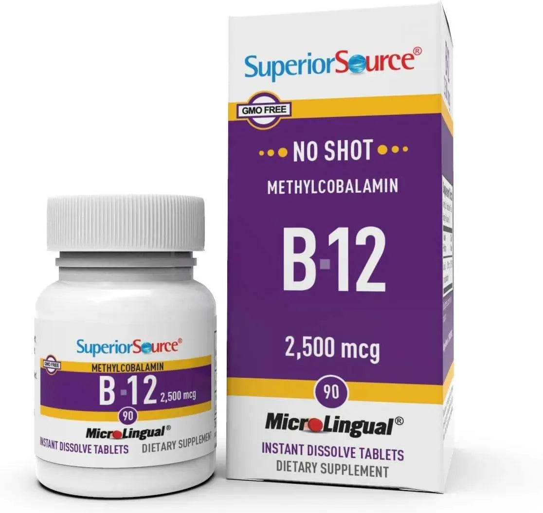 SUPERIOR SOURCE - Superior Source No Shot Vitamin B12 Methylcobalamin 2500mcg 90 Tabletas Sublinguales - The Red Vitamin MX - Suplementos Alimenticios - {{ shop.shopifyCountryName }}