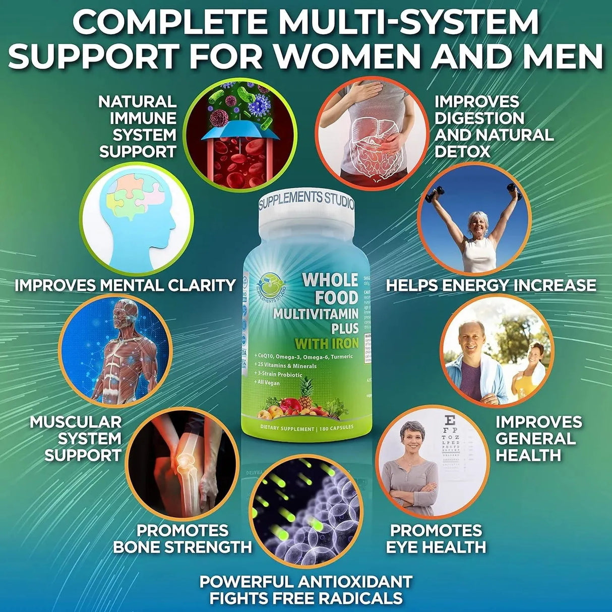 SUPPLEMENTS STUDIO - Supplements Studio Vegan Whole Food Multivitamin with Iron 180 Capsulas - The Red Vitamin MX - Suplementos Alimenticios - {{ shop.shopifyCountryName }}