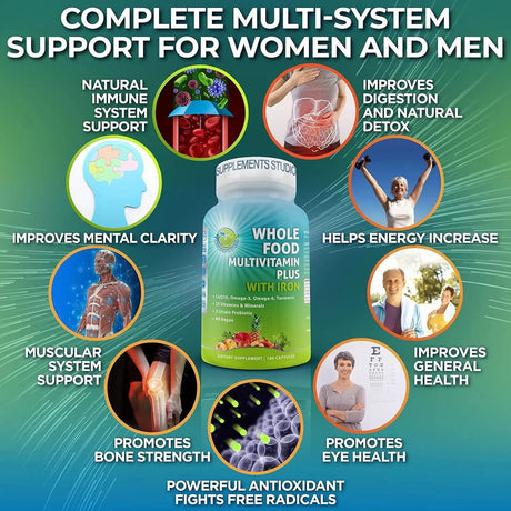 SUPPLEMENTS STUDIO - Supplements Studio Vegan Whole Food Multivitamin with Iron 180 Capsulas - The Red Vitamin MX - Suplementos Alimenticios - {{ shop.shopifyCountryName }}