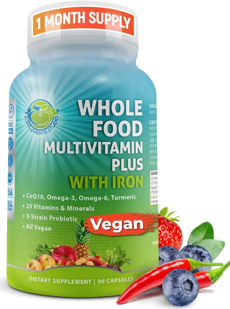 SUPPLEMENTS STUDIO - Supplements Studio Vegan Whole Food Multivitamin with Iron 90 Capsulas - The Red Vitamin MX - Suplementos Alimenticios - {{ shop.shopifyCountryName }}