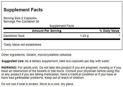 SWANSON - Swanson Dandelion Root 515Mg. 60 Capsulas - The Red Vitamin MX - Suplementos Alimenticios - {{ shop.shopifyCountryName }}