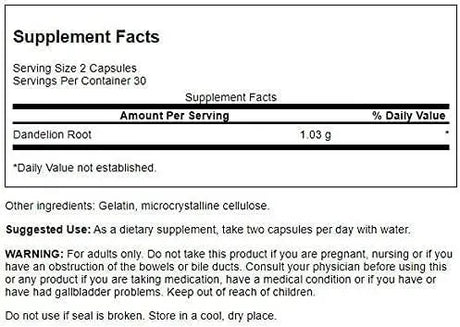 SWANSON - Swanson Dandelion Root 515Mg. 60 Capsulas - The Red Vitamin MX - Suplementos Alimenticios - {{ shop.shopifyCountryName }}
