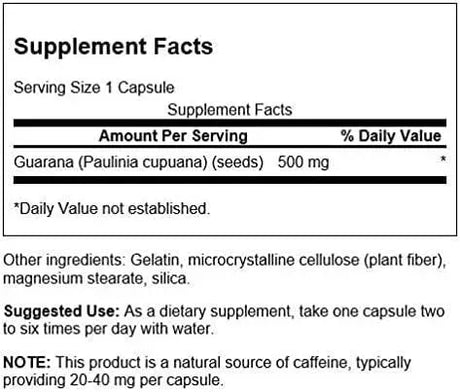 SWANSON - Swanson Guarana 500Mg. 100 Capsulas 3 Pack - The Red Vitamin MX - Suplementos Alimenticios - {{ shop.shopifyCountryName }}