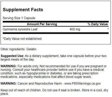 SWANSON - Swanson Gymnema Sylvestre Leaf 400Mg. 100 Capsulas - The Red Vitamin MX - Suplementos Alimenticios - {{ shop.shopifyCountryName }}